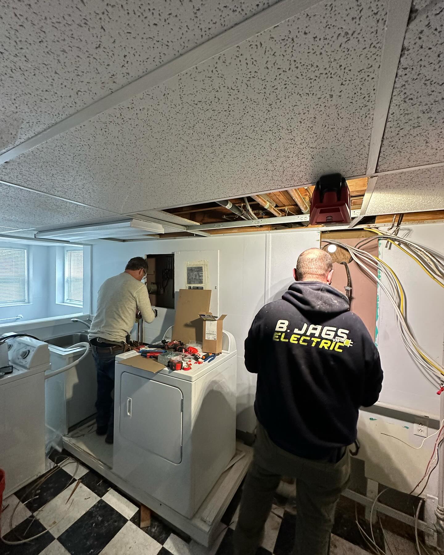 Professional electrician from B.Jags Electric performing electrical installation services in Bloomfield, CT.